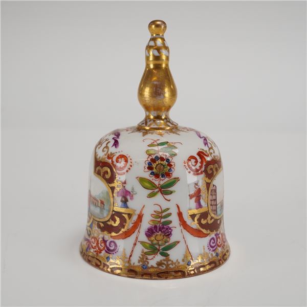 A Gilded Porcelain Table Bell in Meissen Style