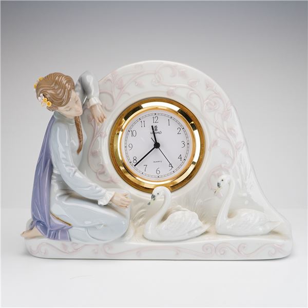 Lladro Porcelain Swan Clock 01005777