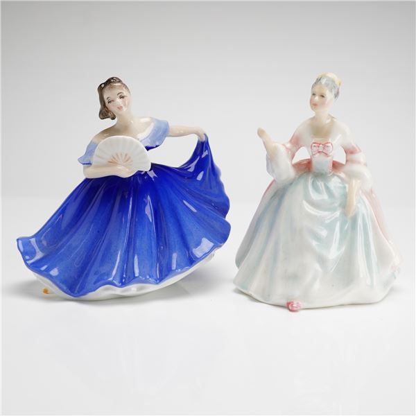 Two Royal Doulton Mini Figurines Elaine HN3214 and Diana HN3310