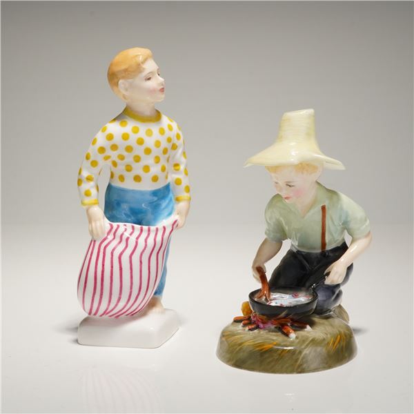 2pc Royal Doulton Figurines Lights Out (HN2262) and River Boy (HN2128)