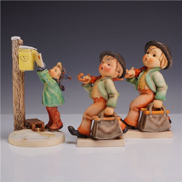 3pc Goebel Hummel Figurines, A Letter to Santa Claus and Merry Wanderer