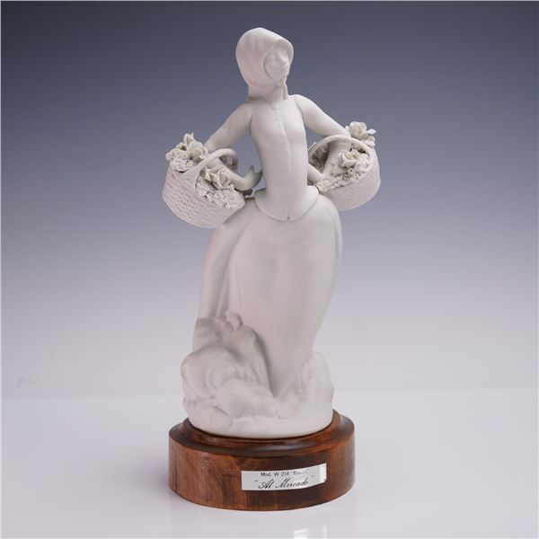 Al Mercado Bisque Porcelain Figurine with Flowers