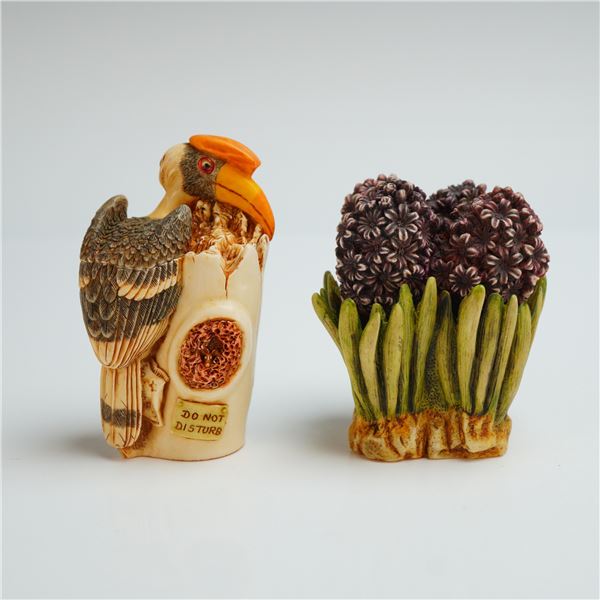 2pc Harmony Kingdom Box Figurines, Hyacinth & Flight of Fancy