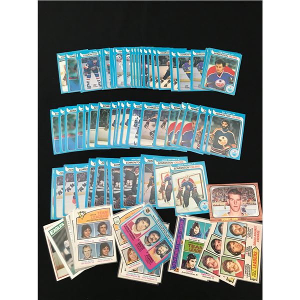 LOT OF LOOSE HOCKEY TRADING CARDS INCLUDING SEVERAL EDMONTON OILERS