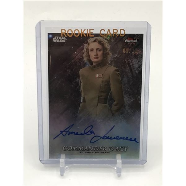 TOPPS FINEST STAR WARS AMANDA LAWRENCE AS COMMANDER D'ARCY SIGNED TRADING CARD 09/10