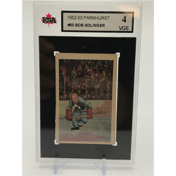 1952-53 PARKHURST BOB SOLINGER TRADING CARD - KSA GRADE 4