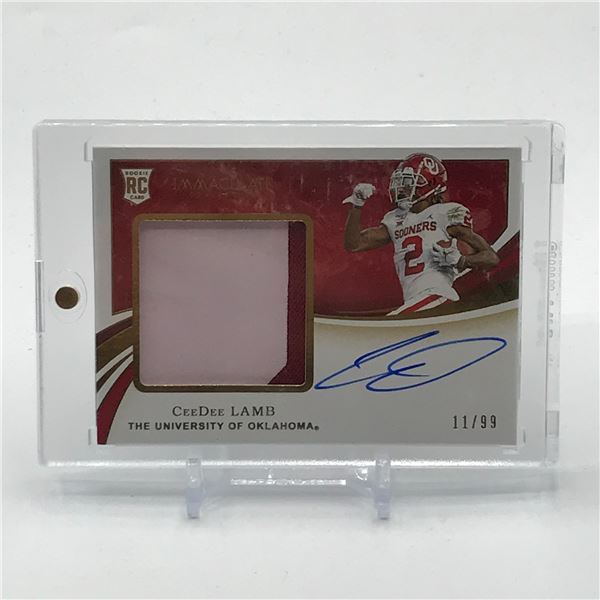 2020 PANINI IMMACULATE COLLECTION COLLEGIATE CEEDEE LAMB SIGNED ROOKIE PATCH TRADING CARD 11/99