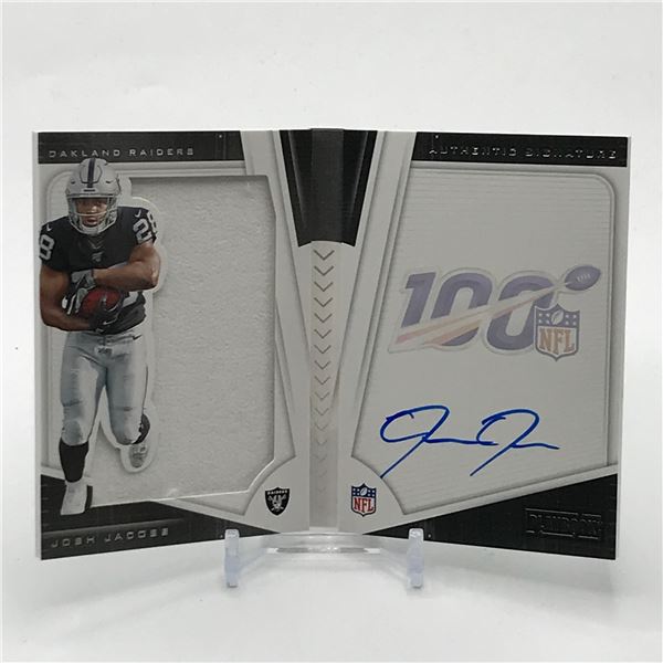 2019 PANINI PLAYBOOK FOOTBALL JOSH JACOBS SIGNED PLAYER USED MATERIAL TRADING 17/175 CARD