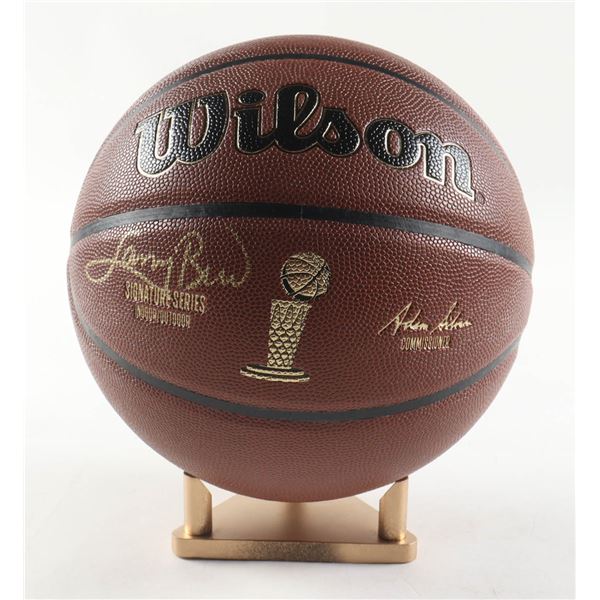 LARRY BIRD SIGNED BASKETBALL ON STAND - PSA COA