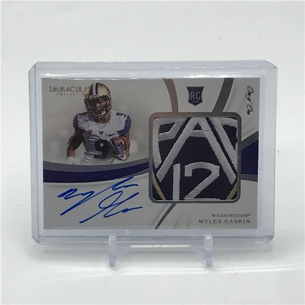 2019 PANINI IMMACULATE COLLECTION COLLEGIATE MYLES GASKIN SIGNED ROOKIE PATCH TRADING CARD 1/1
