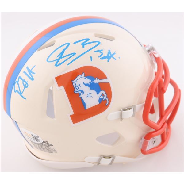 RJ HARVEY SIGNED DENVER BRONCOS MINI HELMET - JSA COA