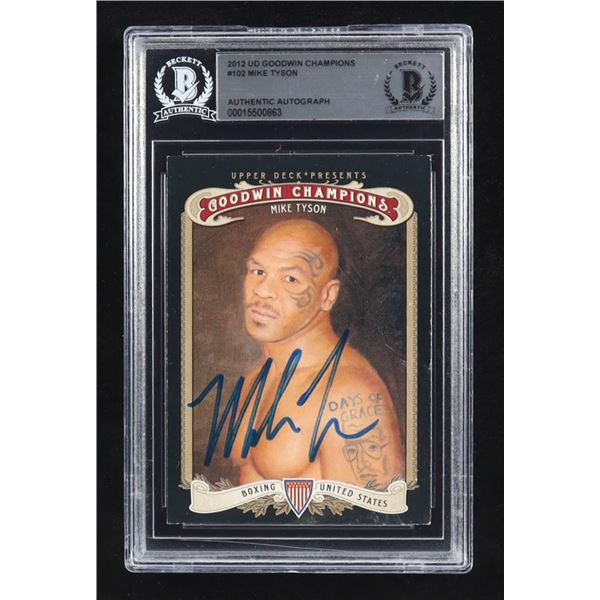 2012 UD GOODWIN CHAMPIONS MIKE TYSON SIGNED TRADING CARD - BECKETT ENCAPSULATED