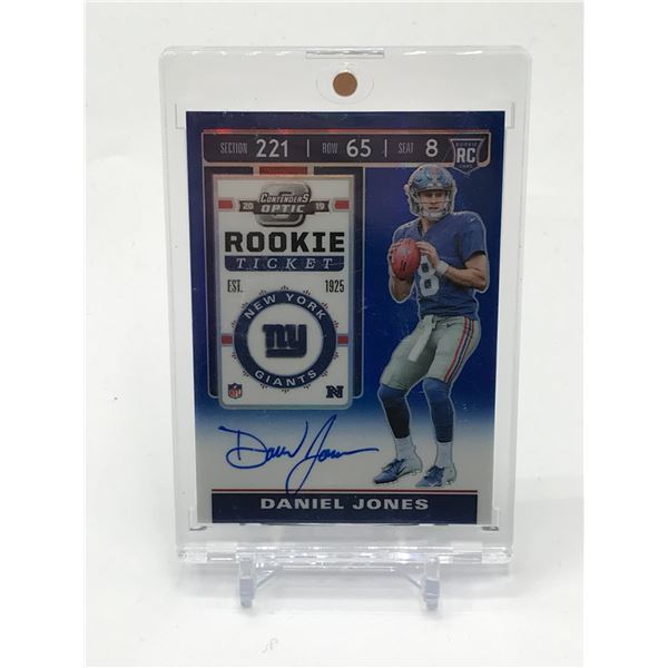 2019 PANINI CONTENDERS OPTIC FOOTBALL DANIEL JONES SIGNED ROOKIE TICKET TRADING CARD 09/75