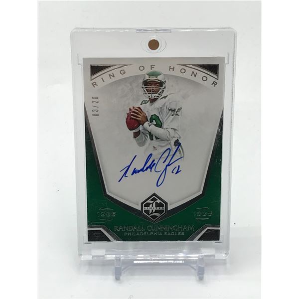 2019 PANINI LIMITED FOOTBALL RANDALL CUNNINGHAM SIGNED TRADING CARD 03/20