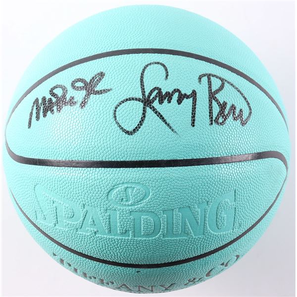 MAGIC JOHNSON & LARRY BIRD DUAL SIGNED BASKETBALL - BECKETT / PSA COA