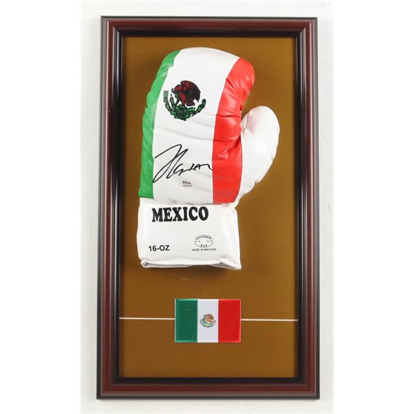JULIO CESAR CHAVEZ SIGNED AND FRAMED MEXICAN BOXING GLOVE - PSA COA