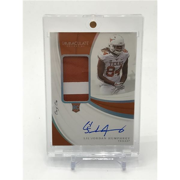 2019 PANINI IMMACULATE COLLECTION COLLEGIATE LIL'JORDAN HUMPHREY SIGNED PATCH ROOKIE TRADINGCARD 1/1