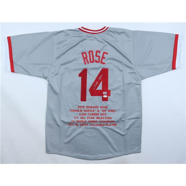 PETE ROSE SIGNED CINCINATTI JERSEY - JSA COA