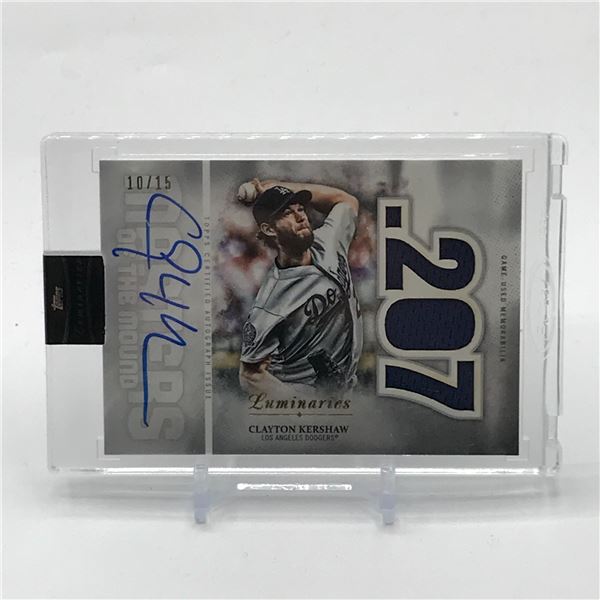 2019 TOPPS MASTERS OF THE MOUND CLAYTON KERSHAW SIGNED TRADING CARD 10/15