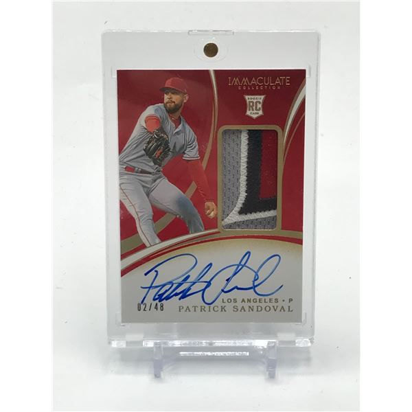 2020 PANINI IMMACULATE COLLECTION BASEBALL PATRICK SANDOVAL SIGNED ROOKIE PATCH TRADING CARD 02/48
