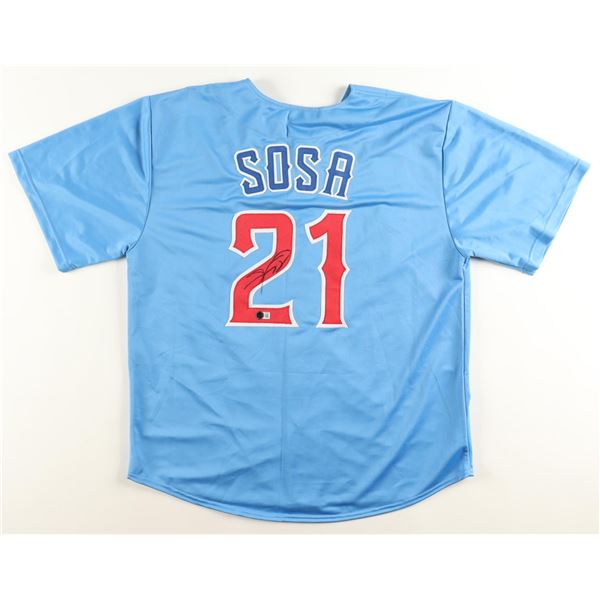 SAMMY SOSA SIGNED CHICAGO CUBS BASEBALL JERSEY (BECKETT COA)