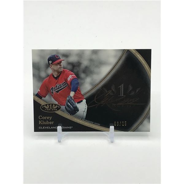 2020 TOPPS TIER 1 COREY KLUBER SIGNED TRADING CARD 03/25