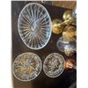 Image 2 : Vintage Metal Candle Holders with Pinwheel Crystal Serving Dishes