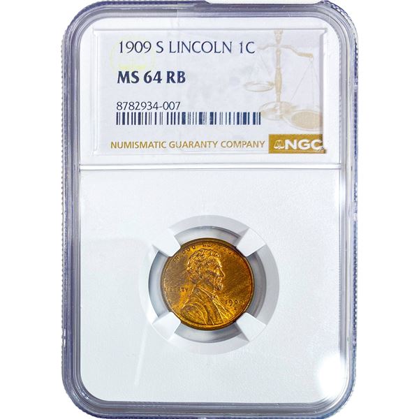 1909-S Wheat Cent NGC MS64 RB