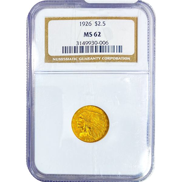 1926 $2.50 Gold Quarter Eagle NGC MS62
