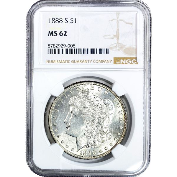 1888-S Morgan Silver Dollar NGC MS62