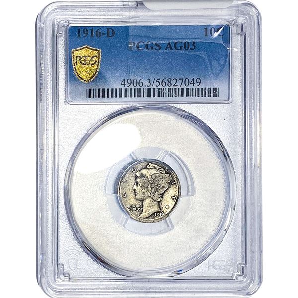 1916-D Mercury Silver Dime PCGS AG03