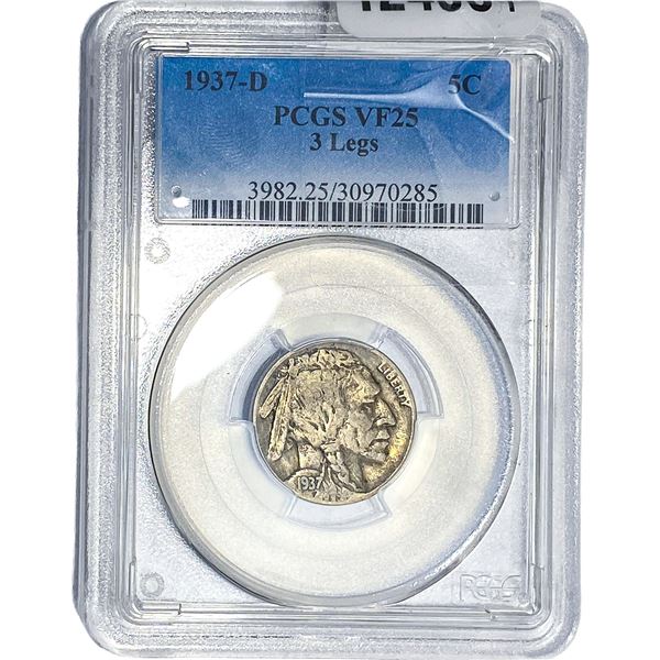 1937-D Buffalo Nickel PCGS VF25 3 Legs