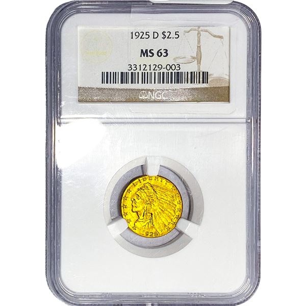 1925-D $2.50 Gold Quarter Eagle NGC MS63