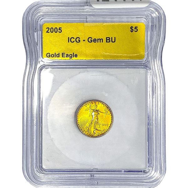 2005 1/10oz $5 Gold Eagle ICG Gem BU