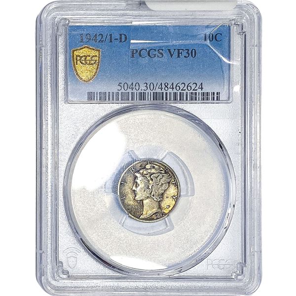 1942/1-D Mercury Silver Dime PCGS VF30