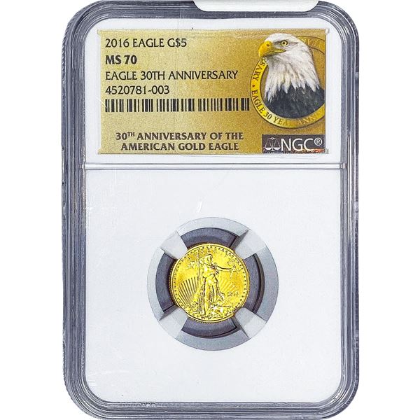2016 1/10oz $5 Gold Eagle NGC MS70