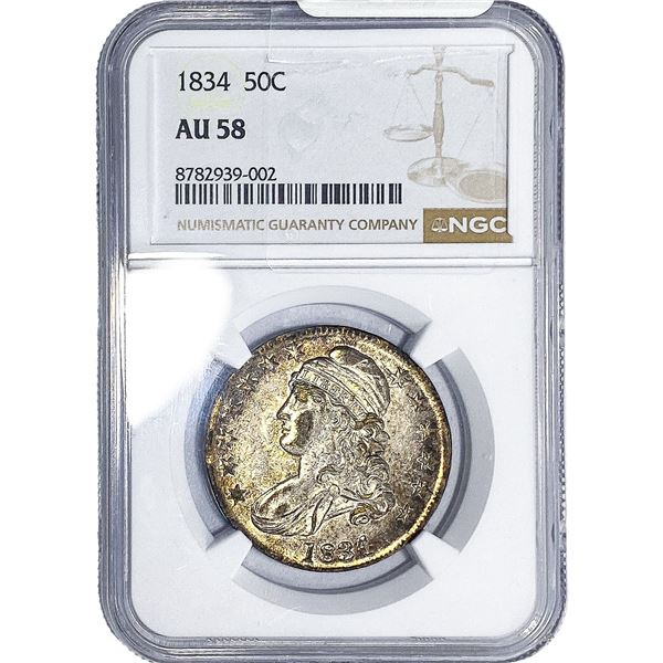 1834 Capped Bust Half Dollar NGC AU58