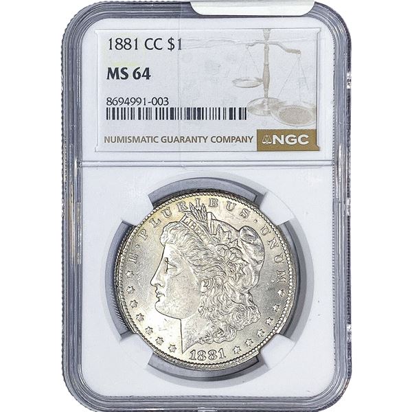 1881-CC Morgan Silver Dollar NGC MS64