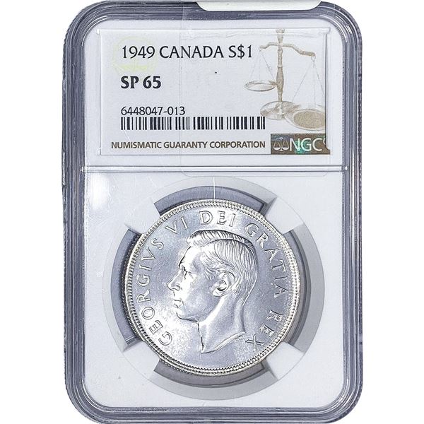 1949 Canada Silver Dollar - George VI NGC SP65