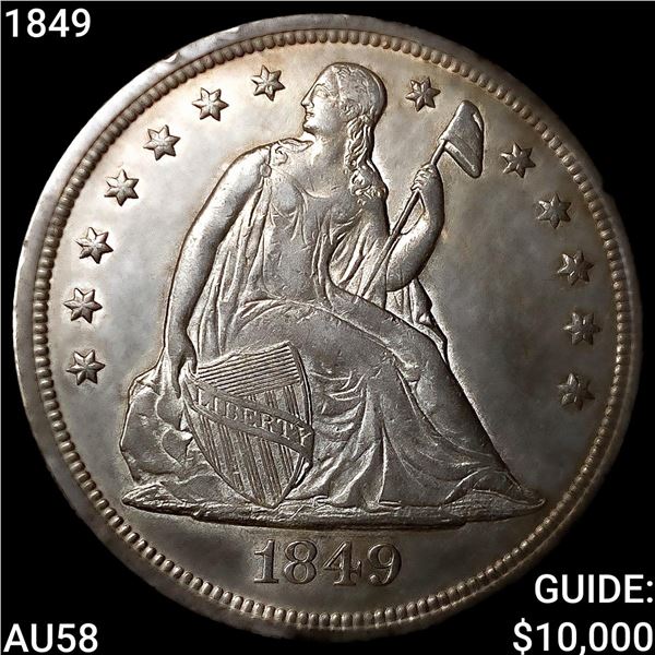 1849 Seated Liberty Dollar CHOICE AU