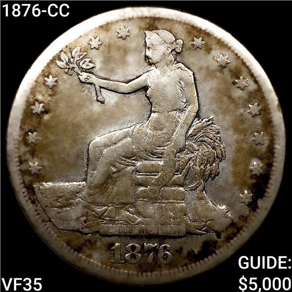 1876-CC Silver Trade Dollar ABOUT UNCIRCULATED