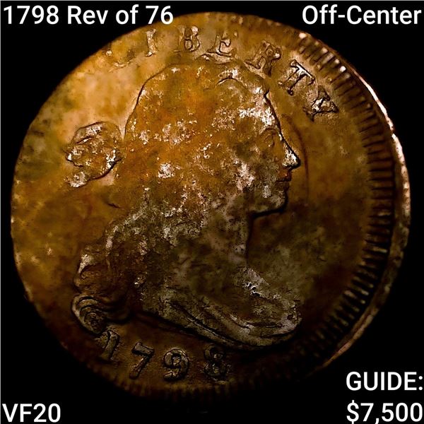 1798 Rev of 76, Off-Center Draped Bust Large Cent LIGHTLY CIRCULATED
