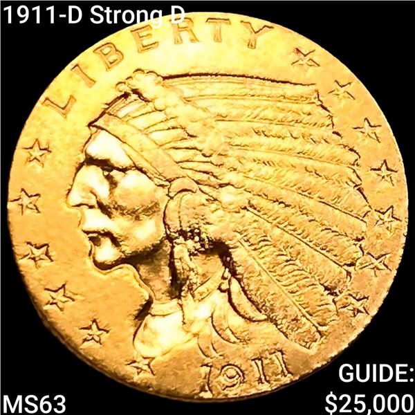 1911-D Strong D $2.50 Gold Quarter Eagle CHOICE BU