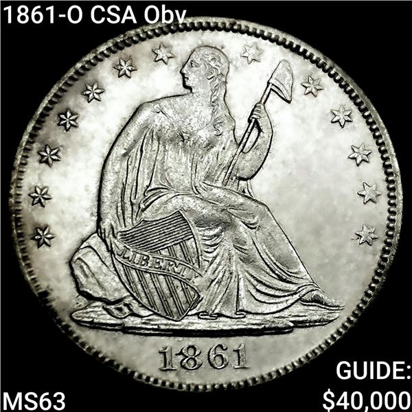 1861-O CSA Obv Seated Liberty Half Dollar CHOICE BU