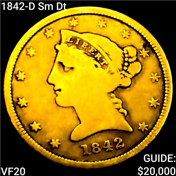 1842-D Sm Dt $5 Gold Half Eagle LIGHTLY CIRCULATED