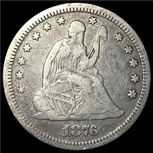 1876-CC Silver Seated Liberty Quarter LIGHTLY CIRCULATED