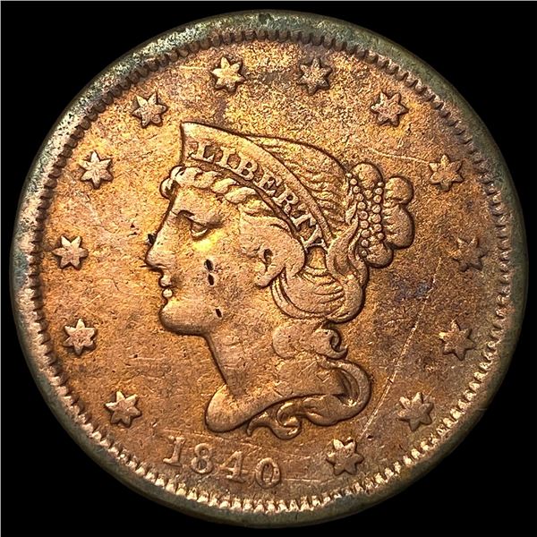 1840 Braided Hair Large Cent NEARLY UNCIRCULATED