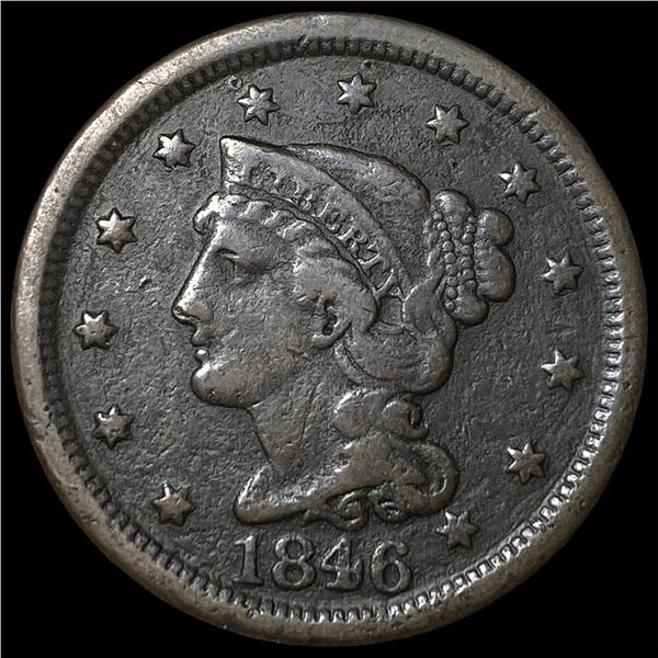 1846 Braided Hair Large Cent ABOUT UNCIRCULATED