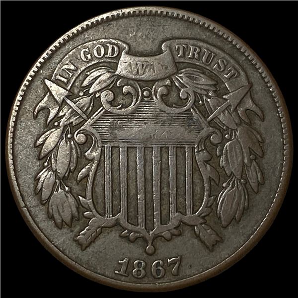 1867 Two-Cent Piece ABOUT UNCIRCULATED