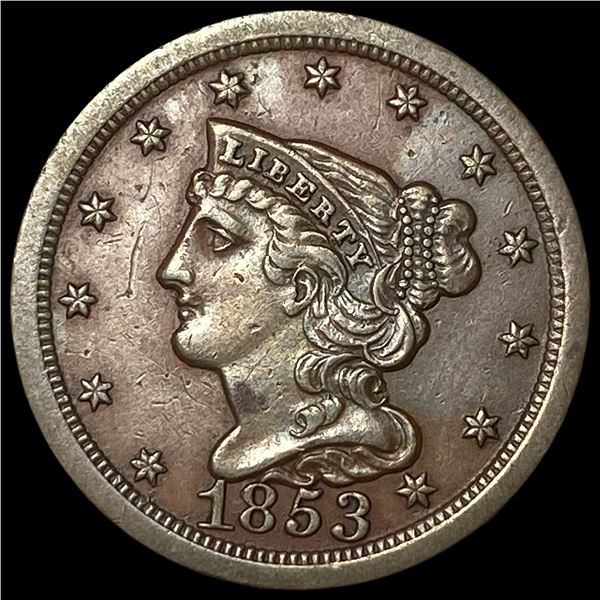 1853 Braided Hair Half Cent CLOSELY UNCIRCULATED